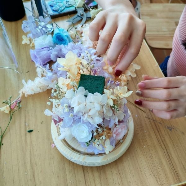 Bell jar floral jamming session Fleuriste Singapore