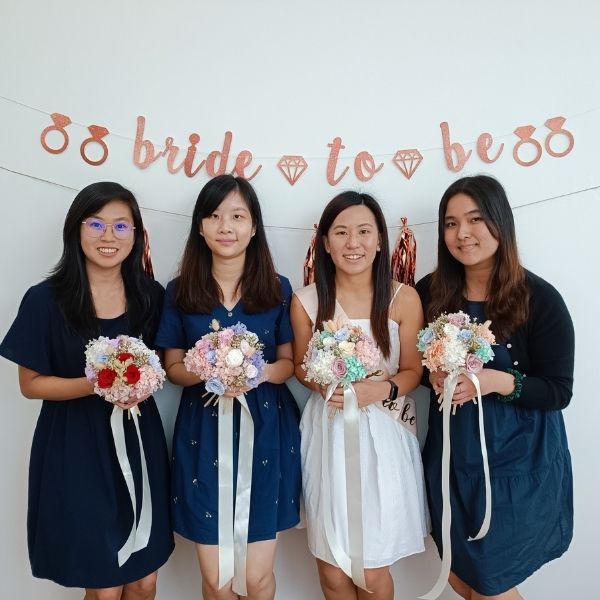 Hen's party private floral workshop Fleuriste Singapore