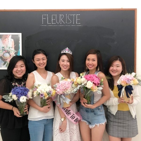 Hen's party private floral workshop Fleuriste Singapore